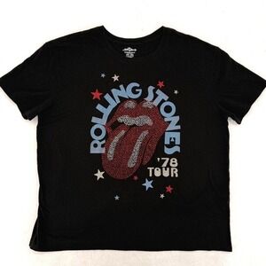 Rolling‎ Stones 78 Tour Rhinestone Graphic Tee Black XXL 20 Band Shirt Studded